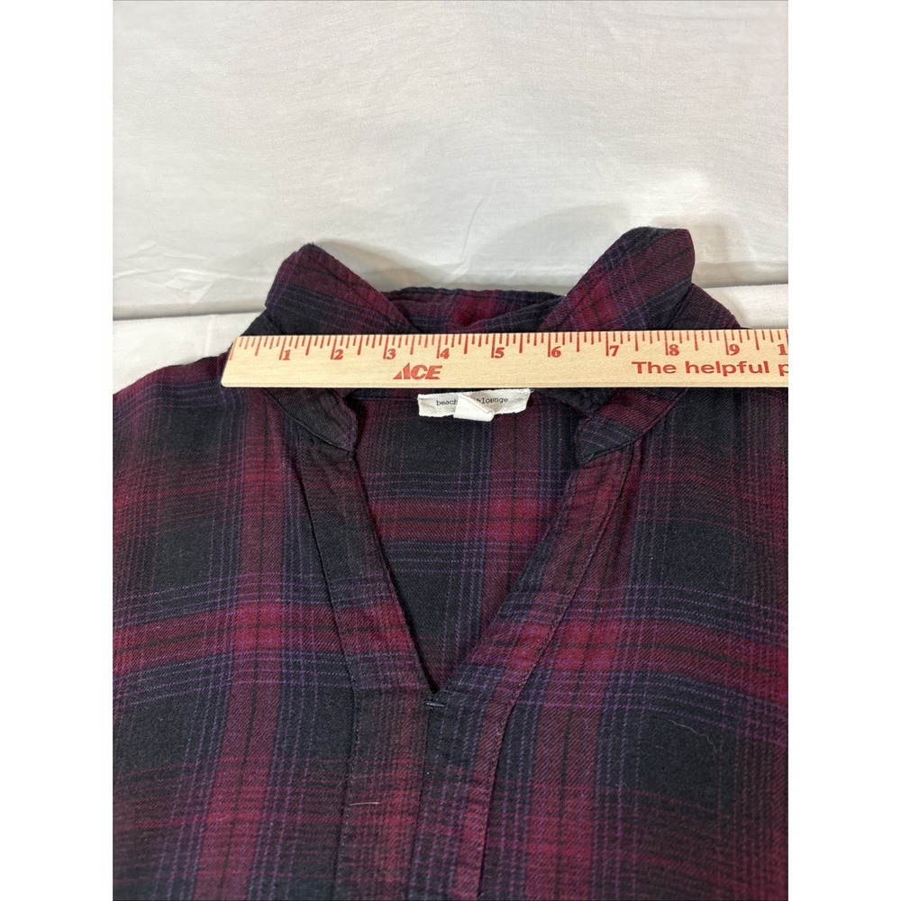 Beach Lunch Lounge Darcie Babydoll Plaid Flannel Dress Red Black Large LCD5083 - Picture 8 of 16